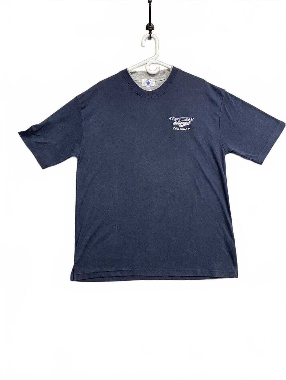Bud Light Slo-Pitch Convenor Slo-Pitch Ontario Navy Blue T-Shirt Size Large